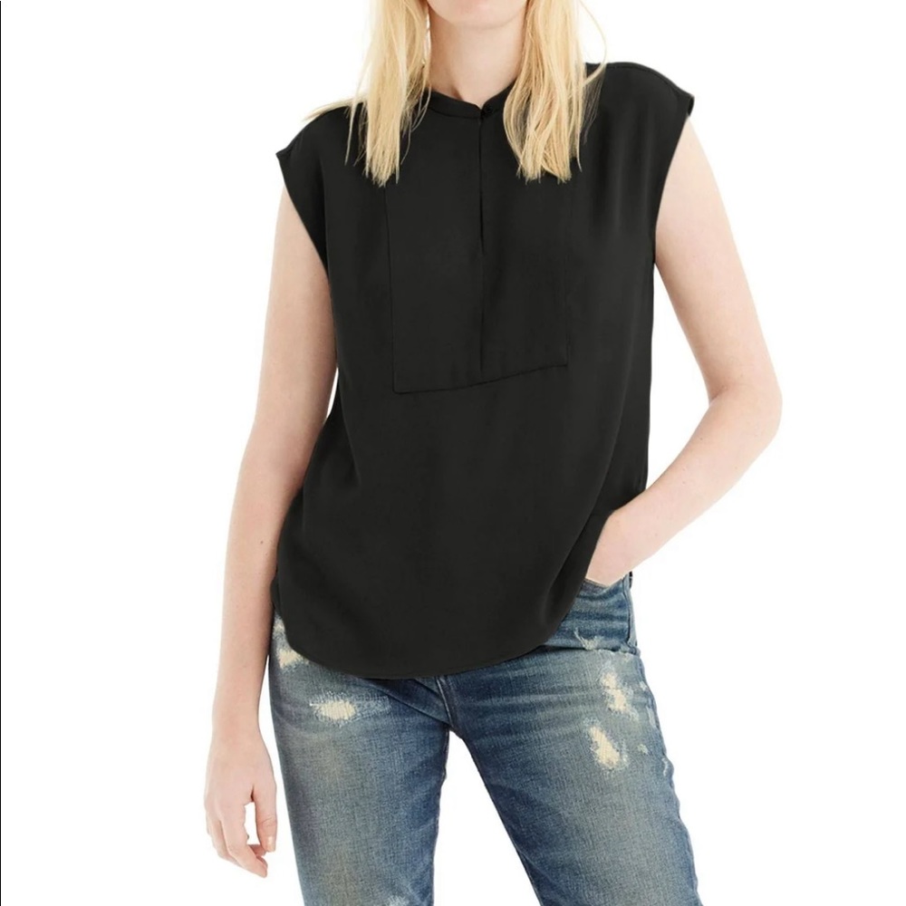JCrew Drapey Cap Sleeve Blouse Black Size Small - Flawed - Picture 1 of 8